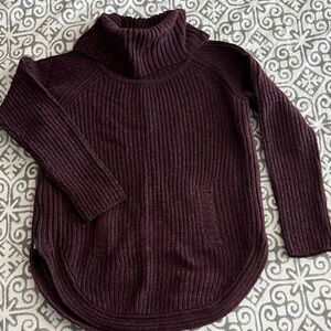 Max Studio Deep Burgundy Ribbed Turtleneck Sweater